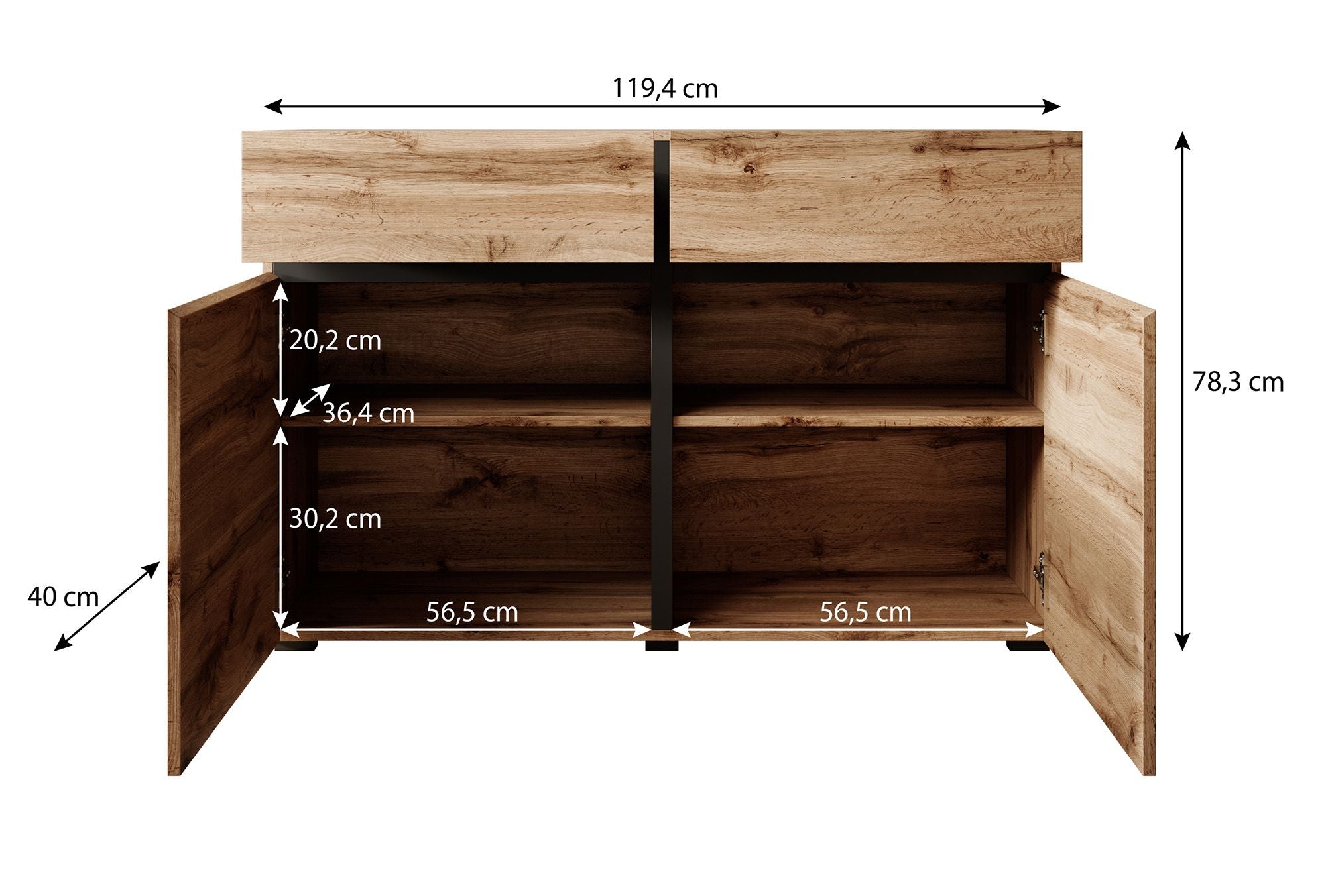 Meubella - Dressoir Cainan - Beige - 119 cm