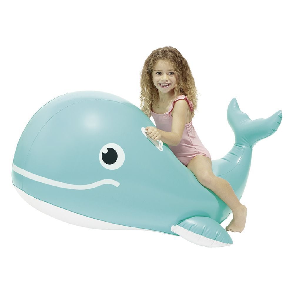 Baleine à chevaucher gonflable Funky bleu et blanc L128xH73cm