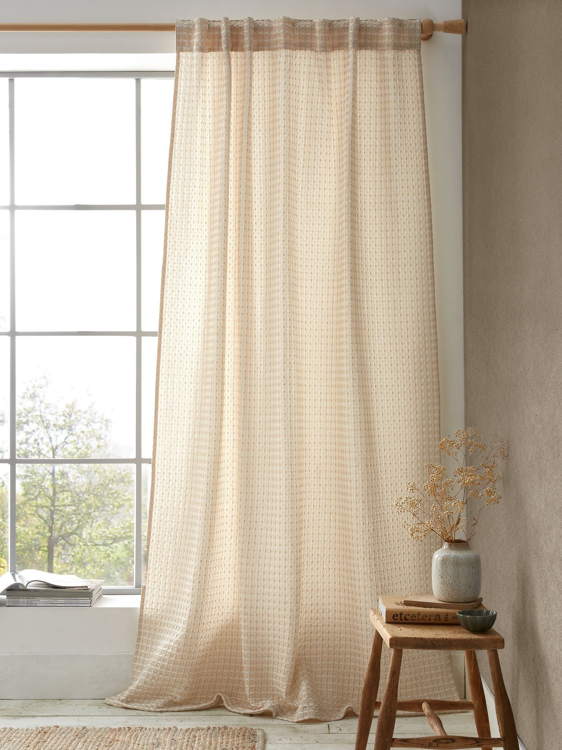 Pineapple Elephant Muscat Waffle Slot Top Voile Curtains Panel