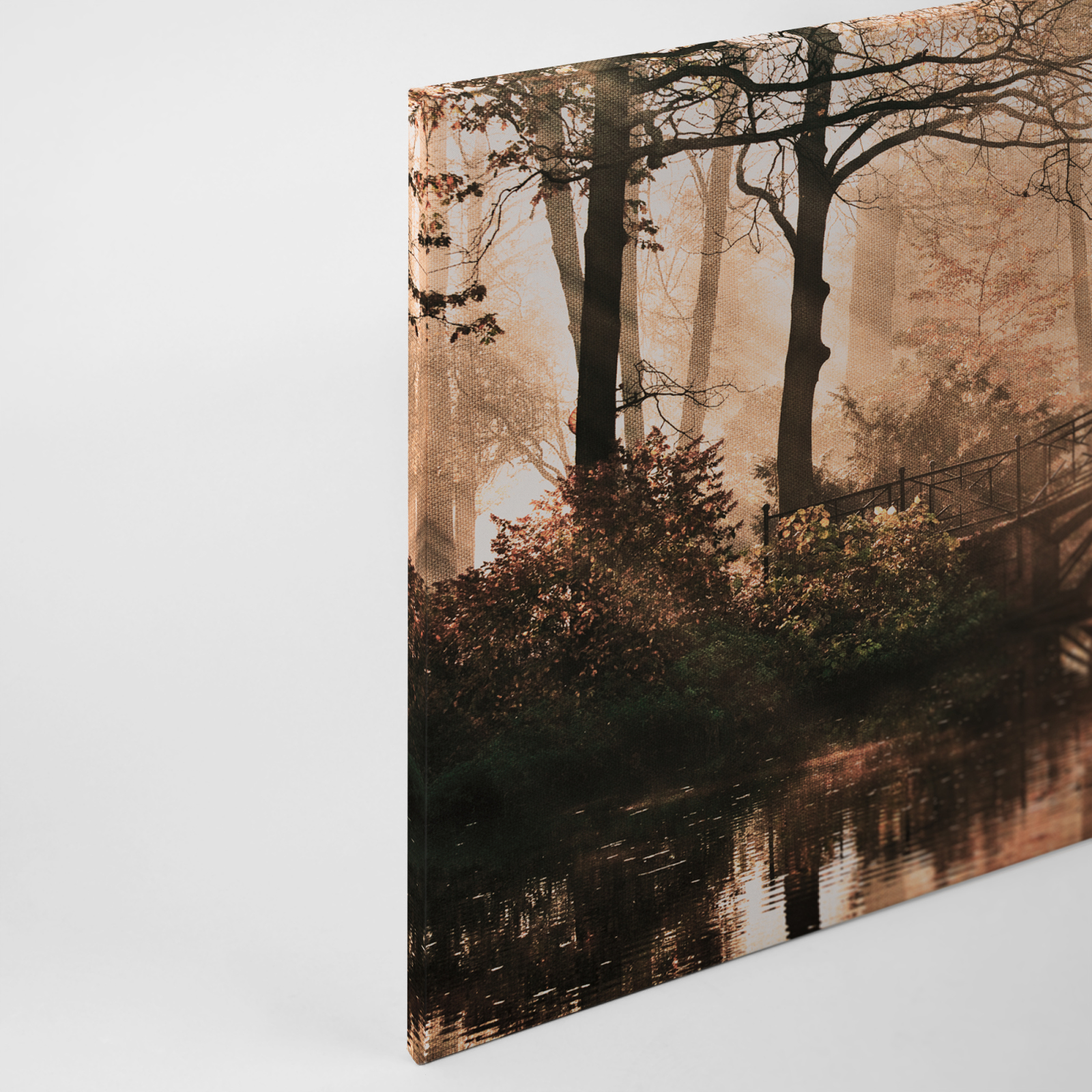 Leinwandbild WALDPARK - beige - 90x60 cm