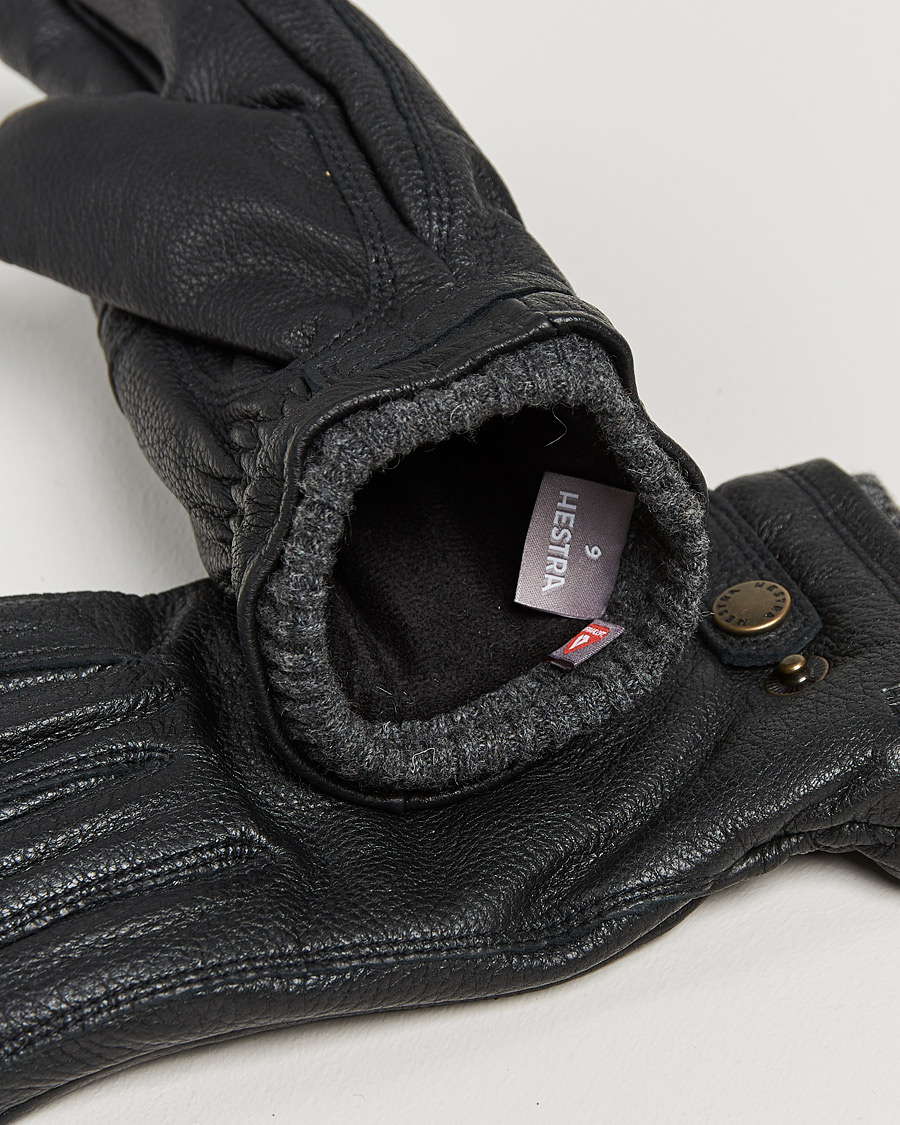 Hestra Utsjö Fleece Lined Buckle Elkskin Glove Black