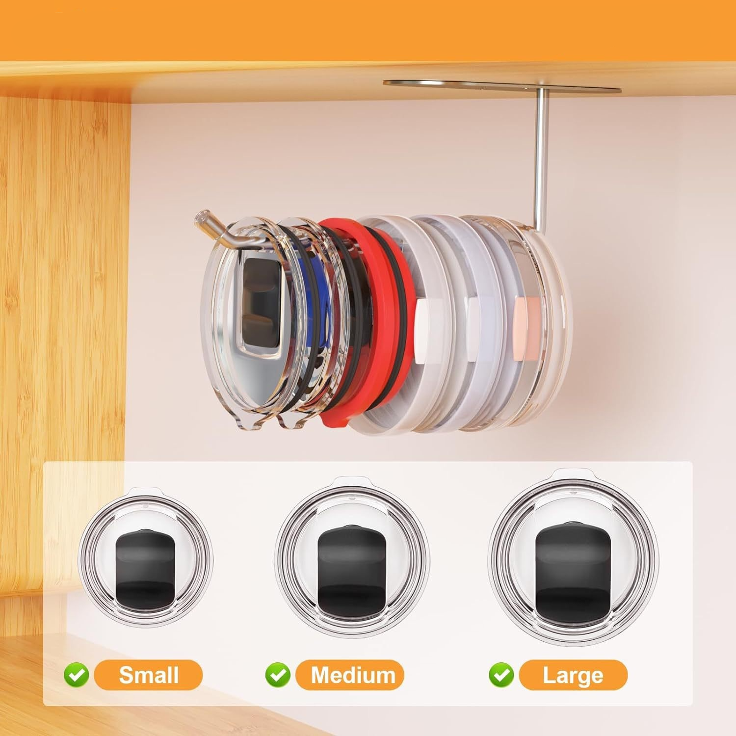 (17cm) Edelstahl Unterschrank Wand Halterung Küchen Organizer für Stanley Cup Thermo Becher Deckel - Silber