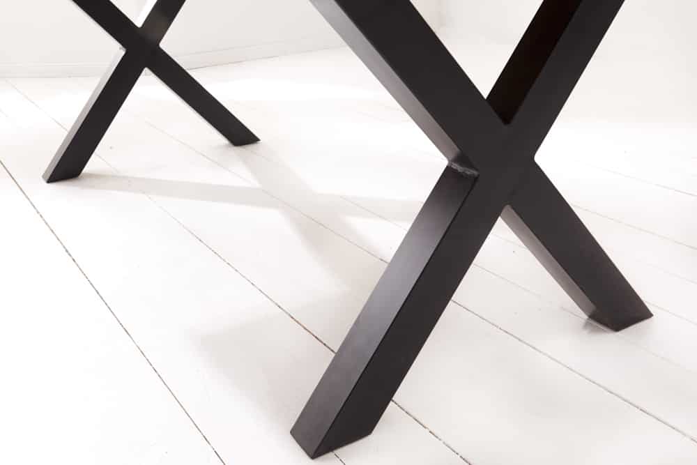 Massivholz Baumkanten Esstisch AMAZONAS 180cm braun Sheesham schwarze Metallbeine