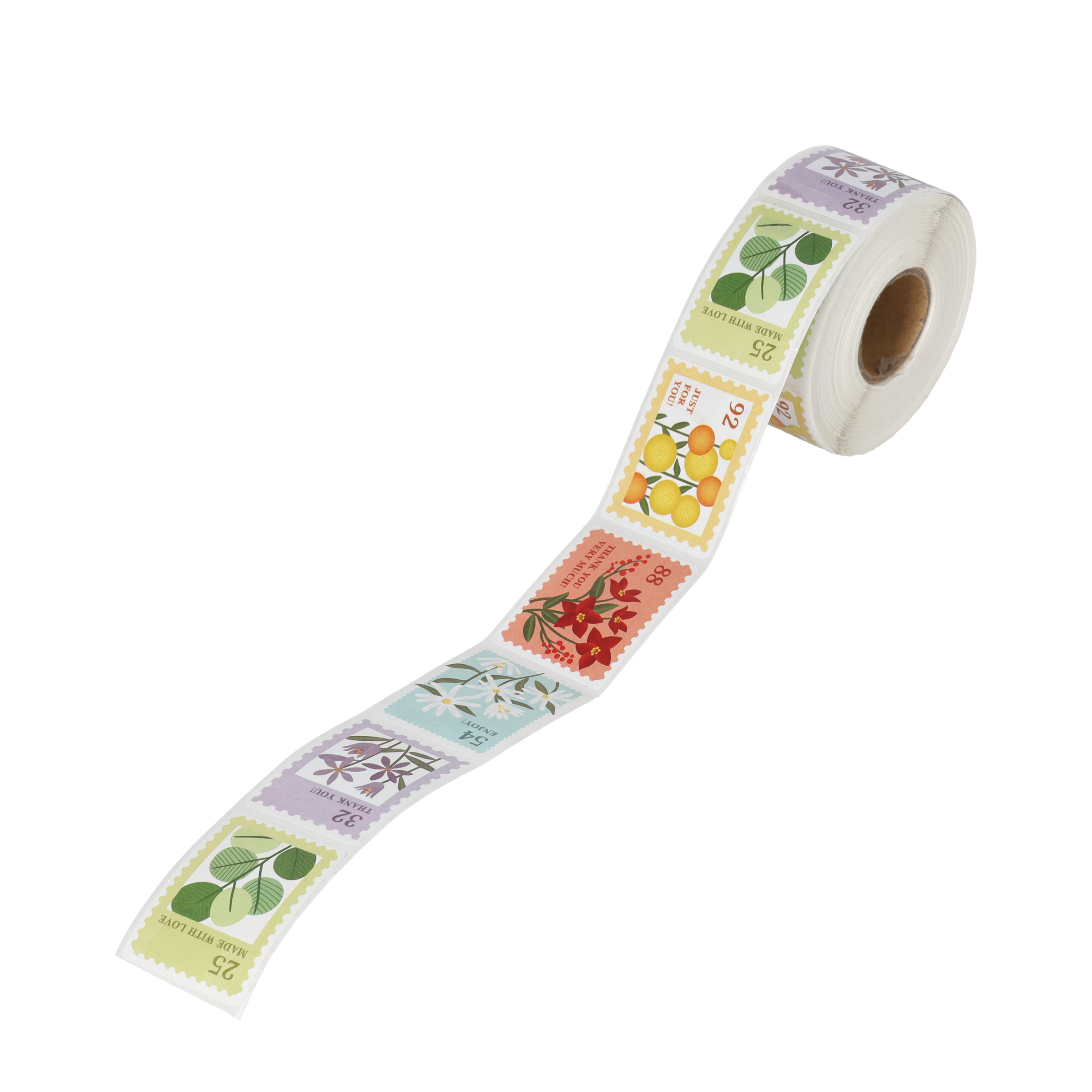(1 Rolle à 500Stk.) 3x4cm Briefmarken Aufkleber DIY Sticker Selbstklebende Etiketten für Scrapbook / Bullet Journal - Bunt
