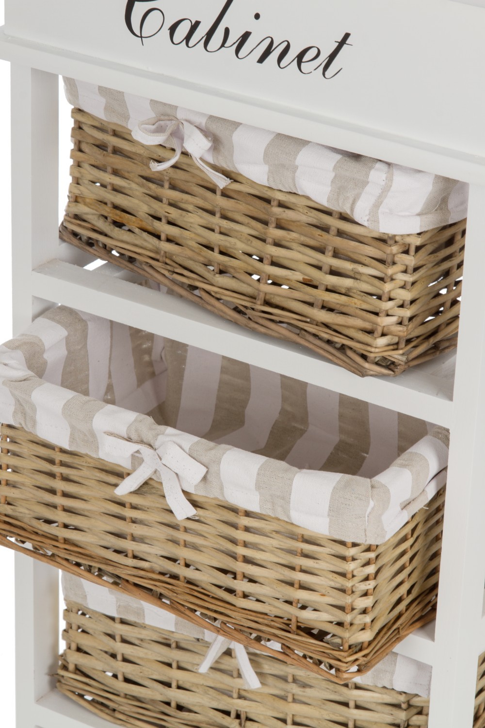 Kommode JOANA - weiß-beige - 4 Körbe - eine Klappe