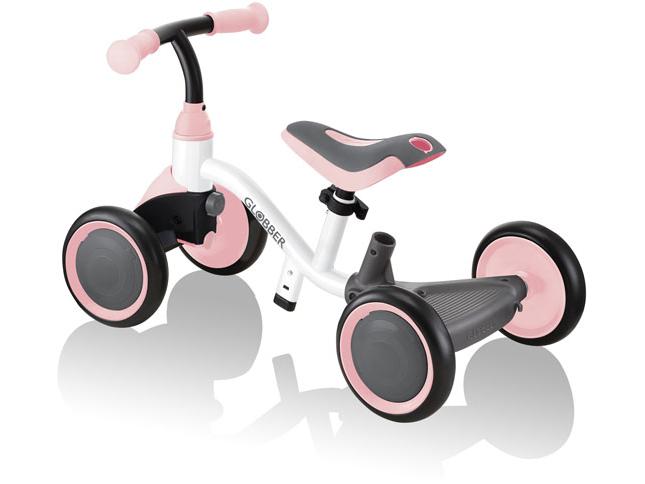 GLOBBER Kinder-Laufrad Learning Bike 3in1 Pink / Weiss Lernfahrrad mit 4 verschiedenen Lenkmodi