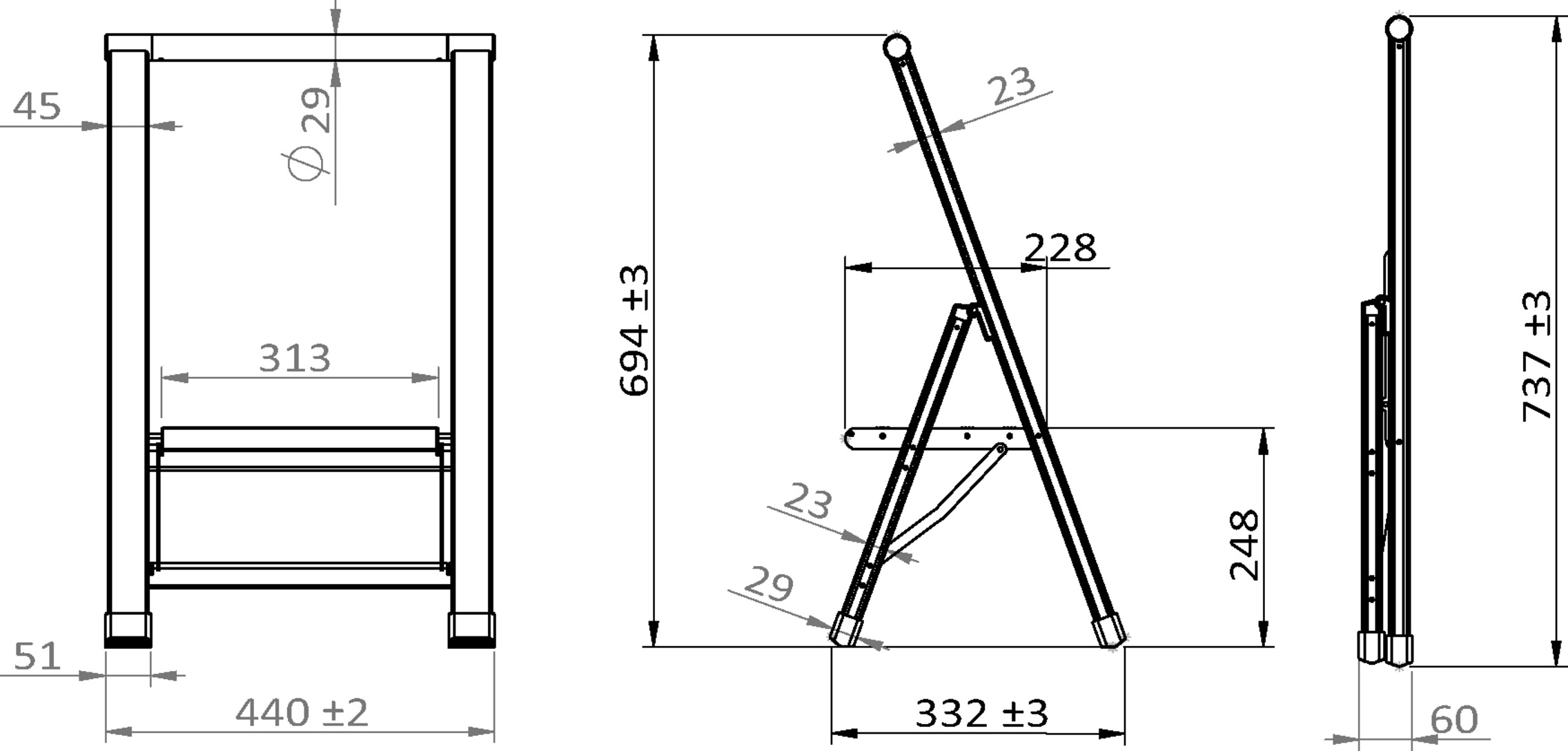 WENKO Trittleiter »Modell Alu-Design« Klapptritt Leiter, rutschsichere XXL-Stufen, klappbar, bis 150 kg