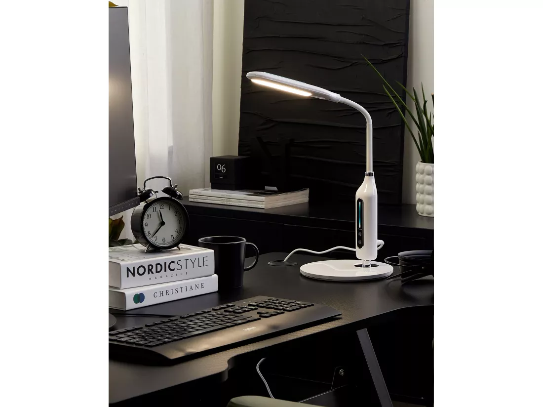 Lampe de bureau LED CYGNUS Avec variateur Métal Blanc