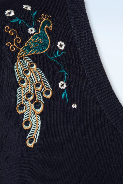 Banned Retro Proud Peacock vest in nachtblauw