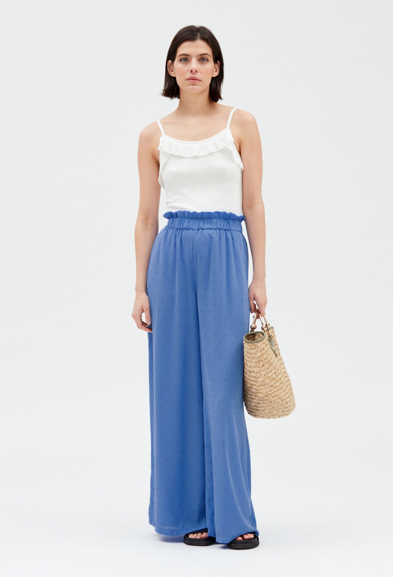 Pantalon strasse bleu ciel