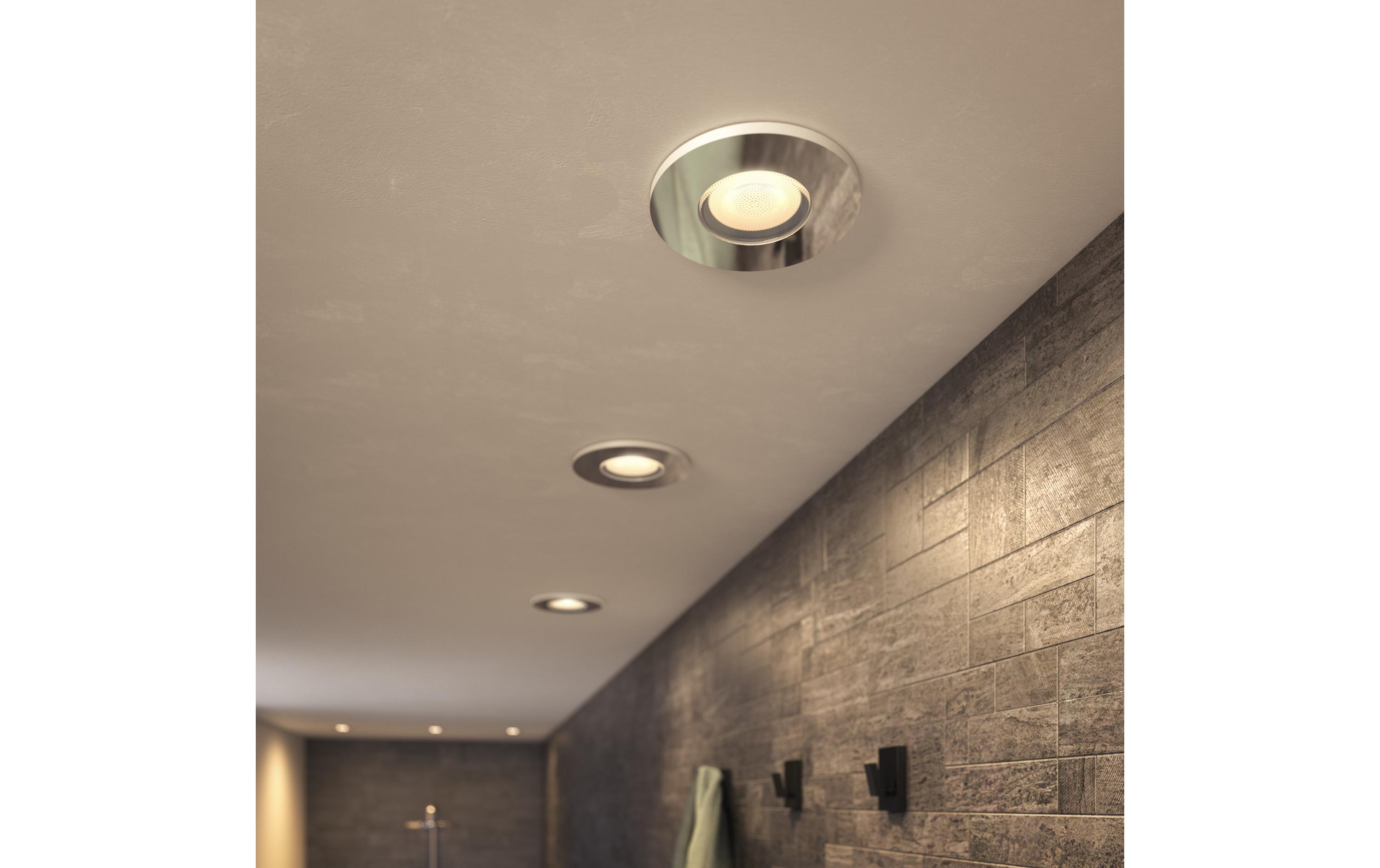 White Amb. Adore Deckenspots inkl. Dimmschalter Rund Silber<br>Licht für Badezimmer