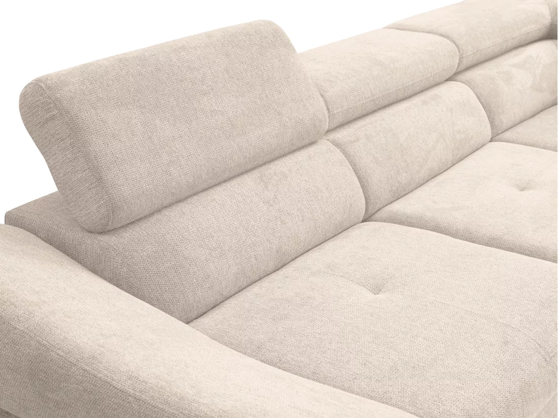Canapé d'angle droit convertible en tissu texturé beige DALIAS