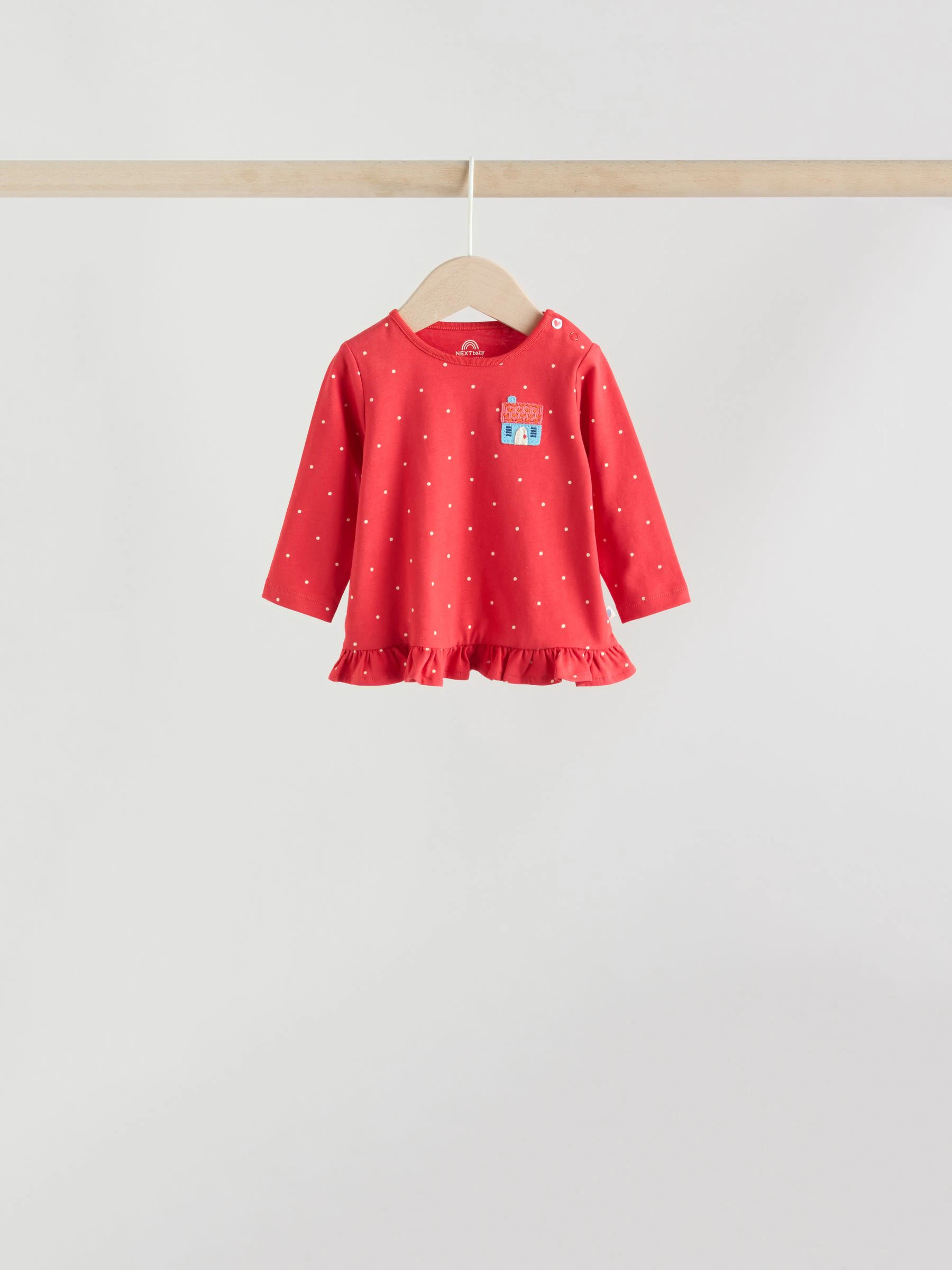 Rood/blauw/crème - 6 -delige set van top met lange mouwen en leggings (0mnd -3jr)