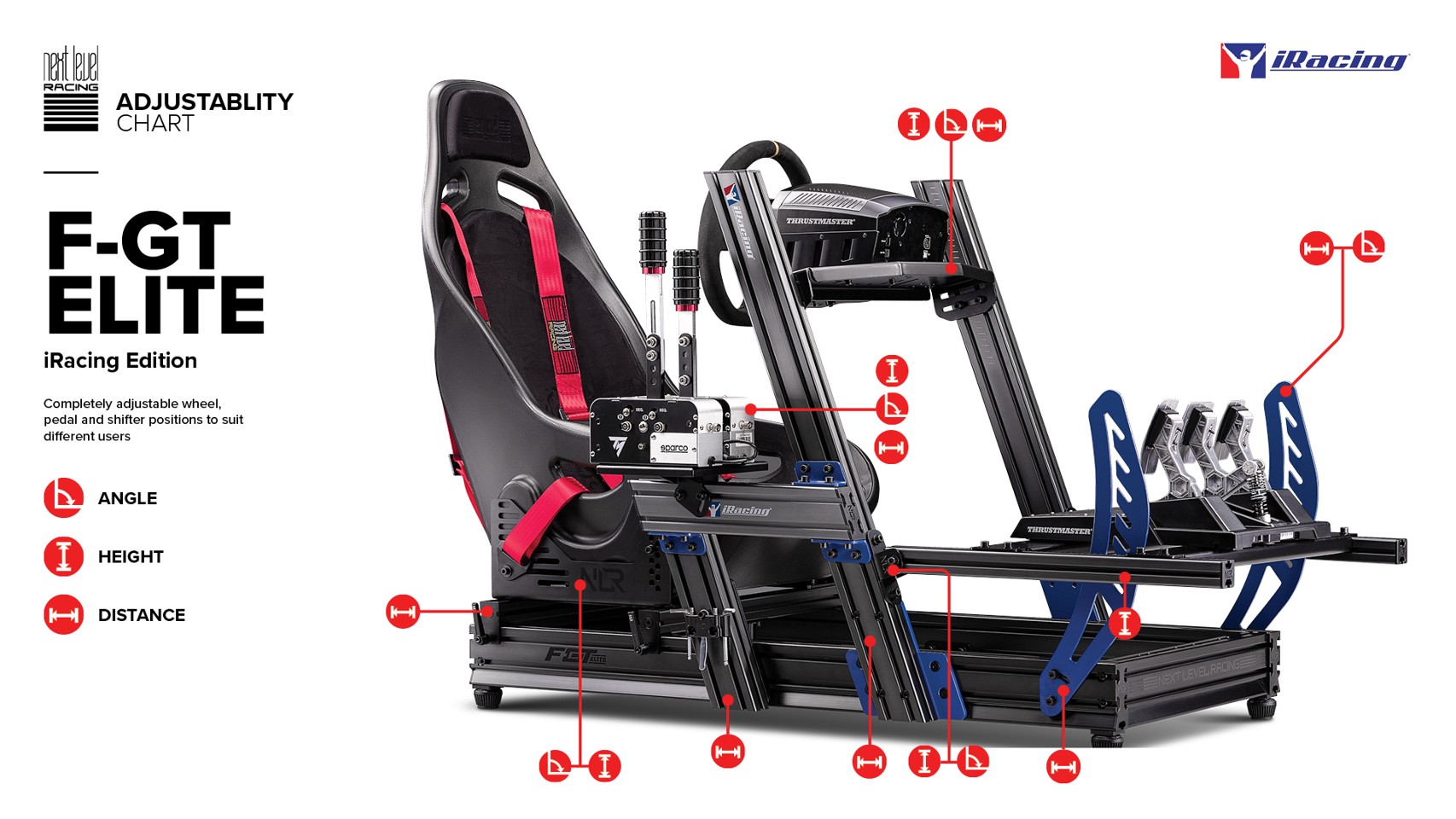Next Level Racing - F-GT Elite Formula and GT Aluminium Profile Simulator Cockpit iRacing Edition - S