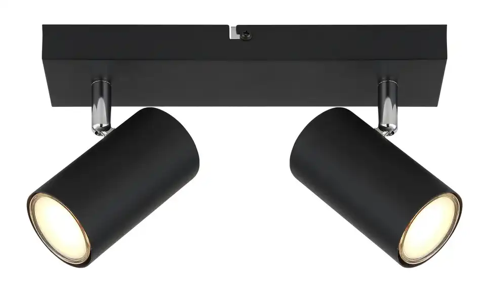 Deckenstrahler 12 cm 6 cm 2-flammig 26 cm Schwarz, matt, verchromt