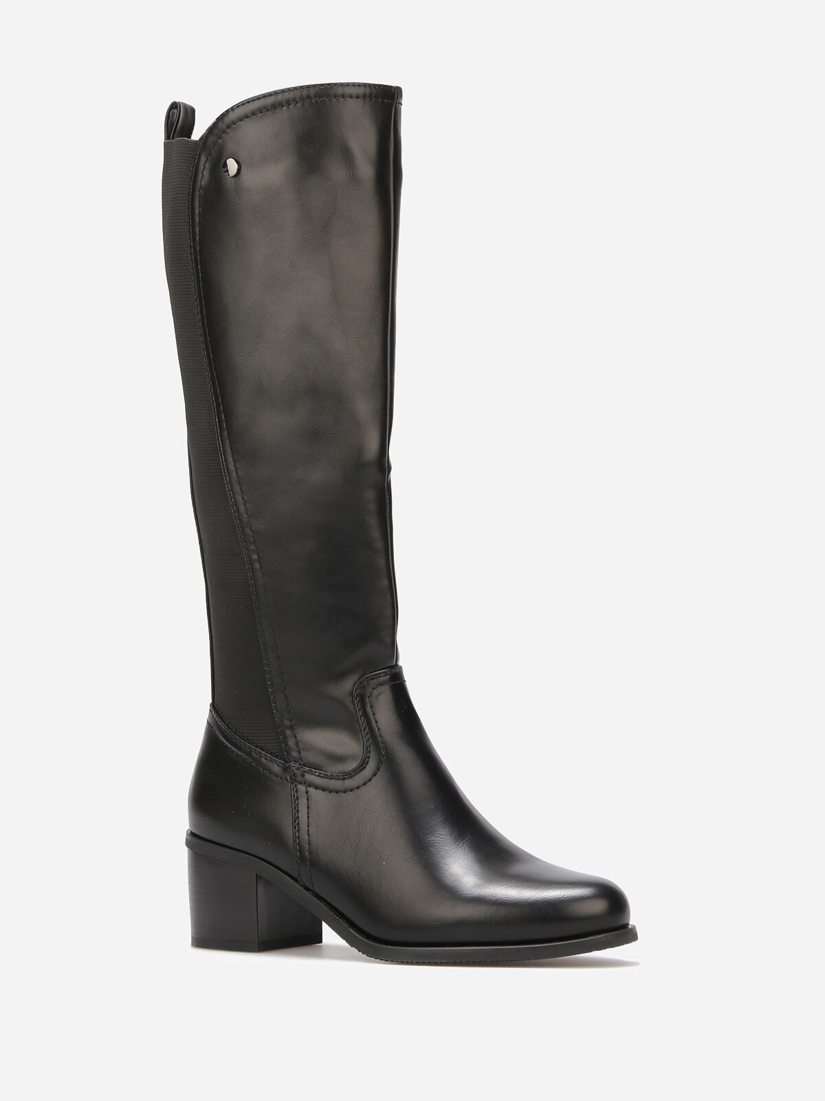 Bottes cavalières à empiècement élastique- Noir