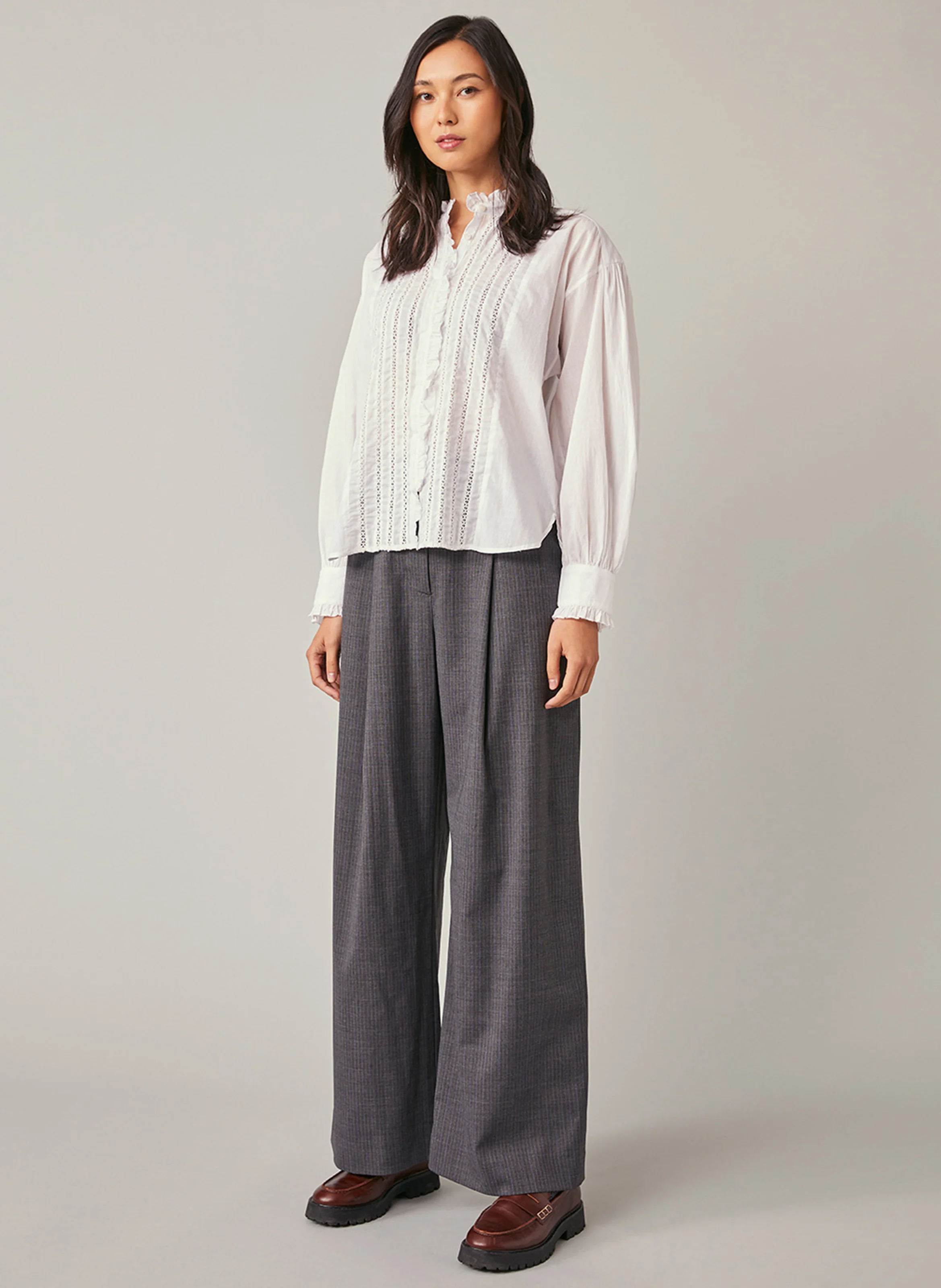 FAY - Chemise oversize col victorien en coton | Blanc
