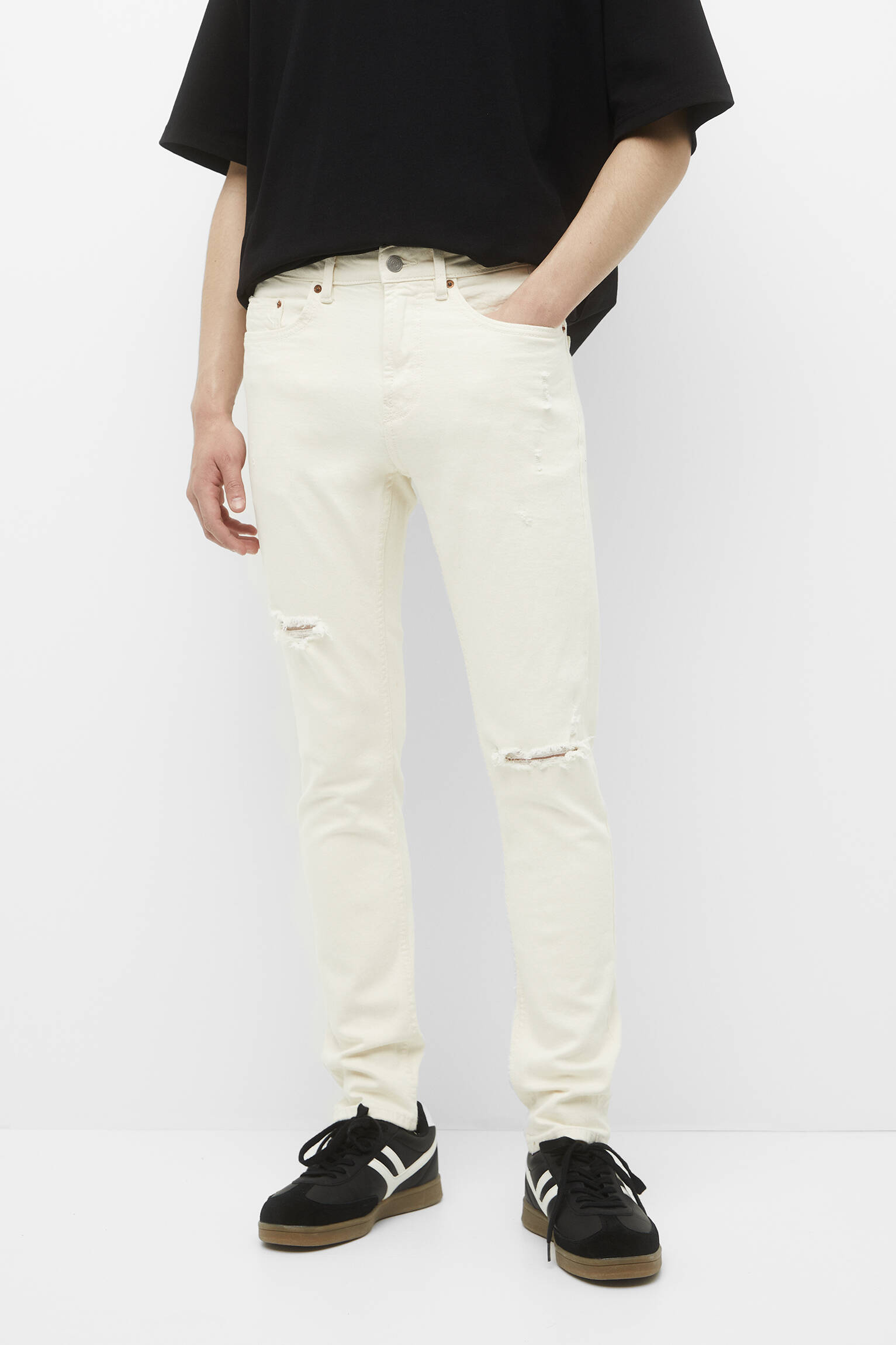 CALÇA JEANS BÁSICA SLIM FIT - Cru