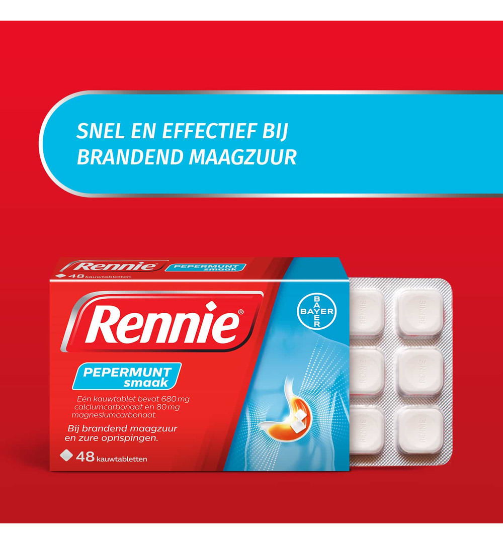 Rennie Pepermunt (48 kauwtabletten)
