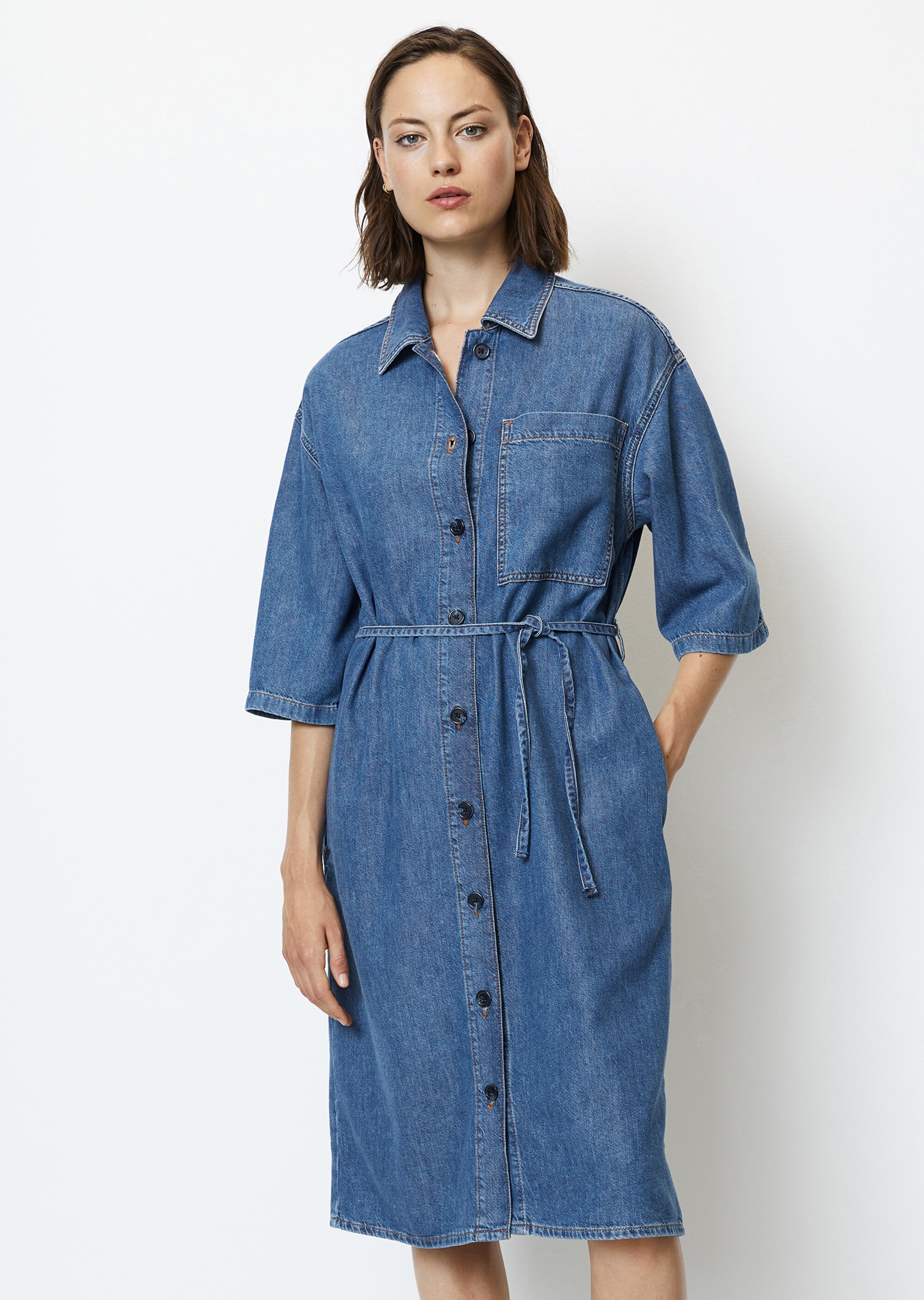 Jeans-Hemdblusenkleid relaxed aus Organic Cotton-Lyocell-Mix