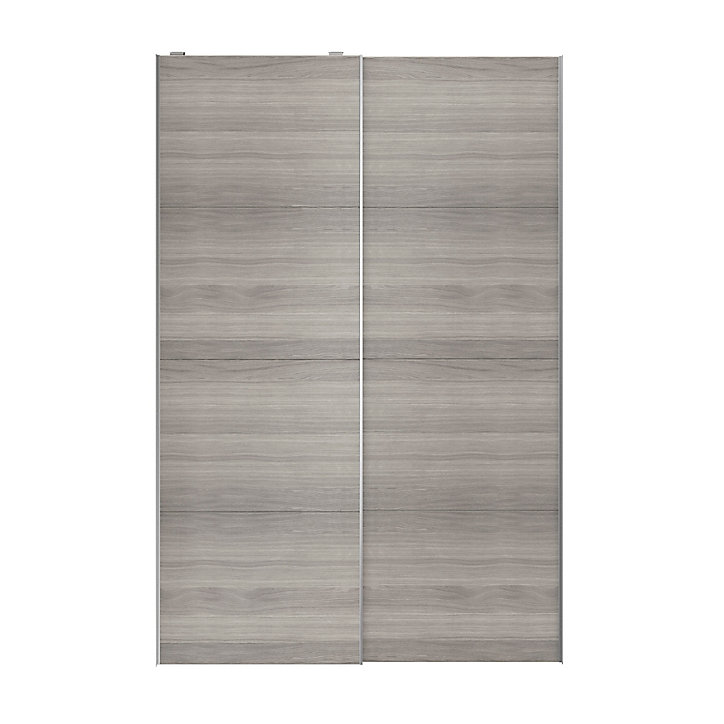 Portes de placard coulissantes 2 vantaux panneaux effet chêne grisé GoodHome Atomia H. 225 x L. 150 x ép. 5,5 cm