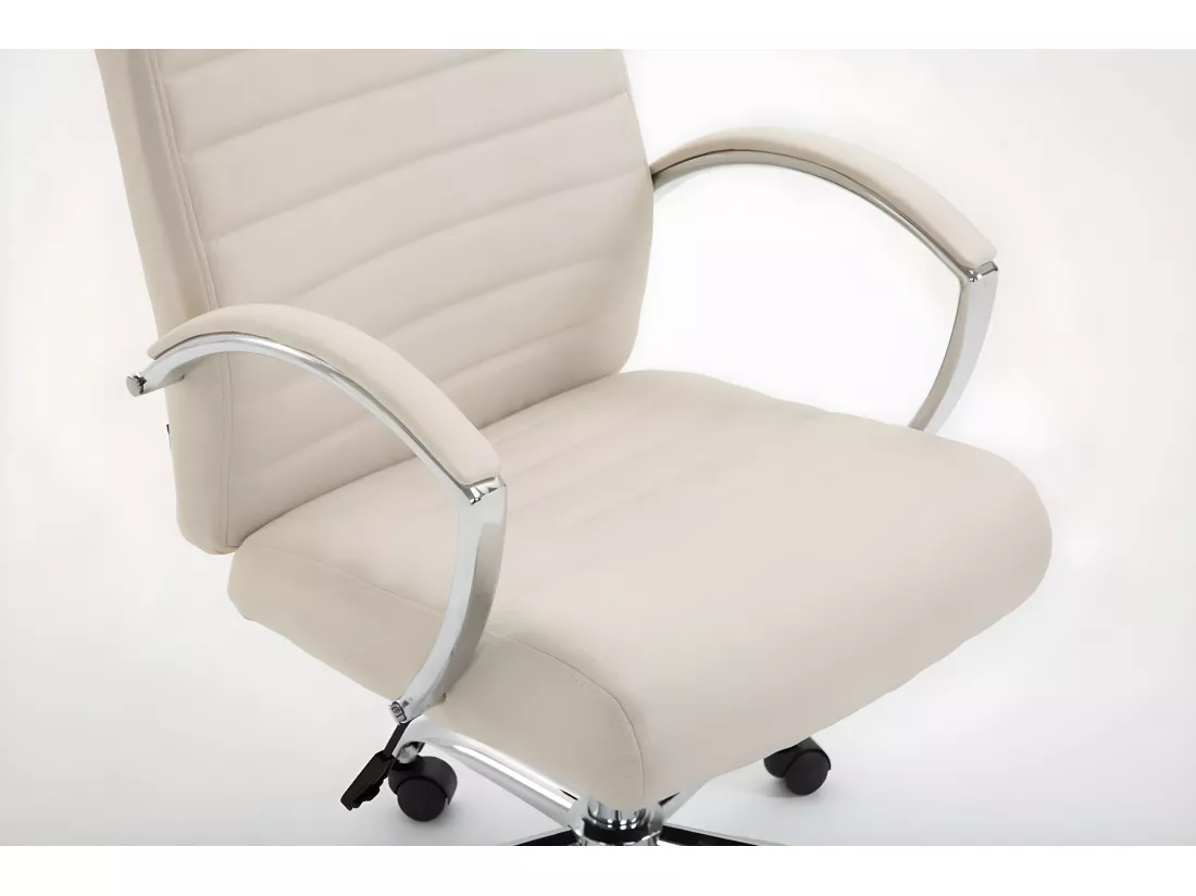 Chaise de bureau - Tissu & Métal chromé - Crème - Valais