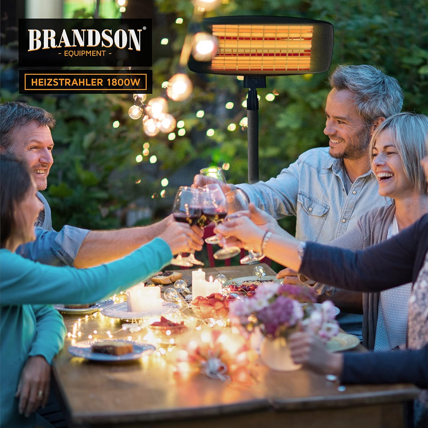 Brandson - Infrarot Heizstrahler mit Fernbedienung - Heizlüfter Terrassenheizstrahler - 3 Leistungsstufen Heizelemente - Inkl. Fernbedienung - LED Power-Indikator - Wandhalterung