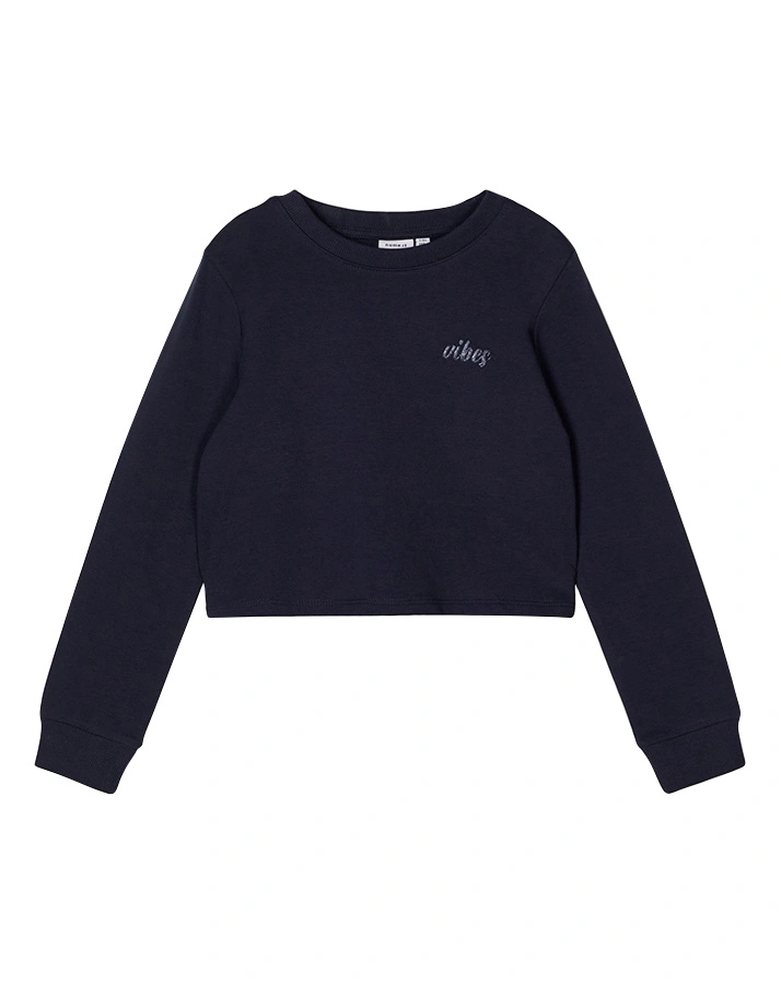 Crop-Sweatshirt NKFTINTURN in dunkelblau