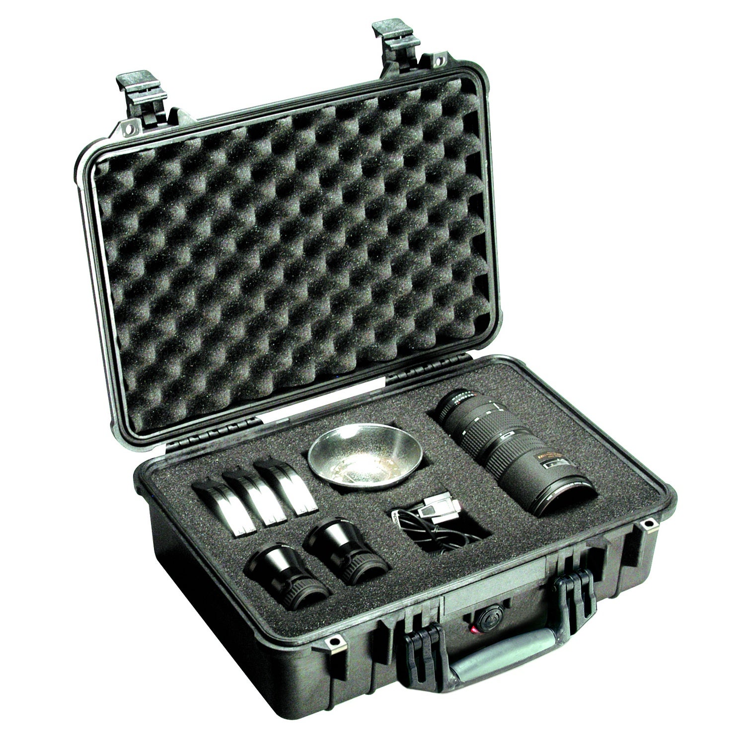 Peli 1500 BKF flightcase zwart met schuim 425x284x155 mm