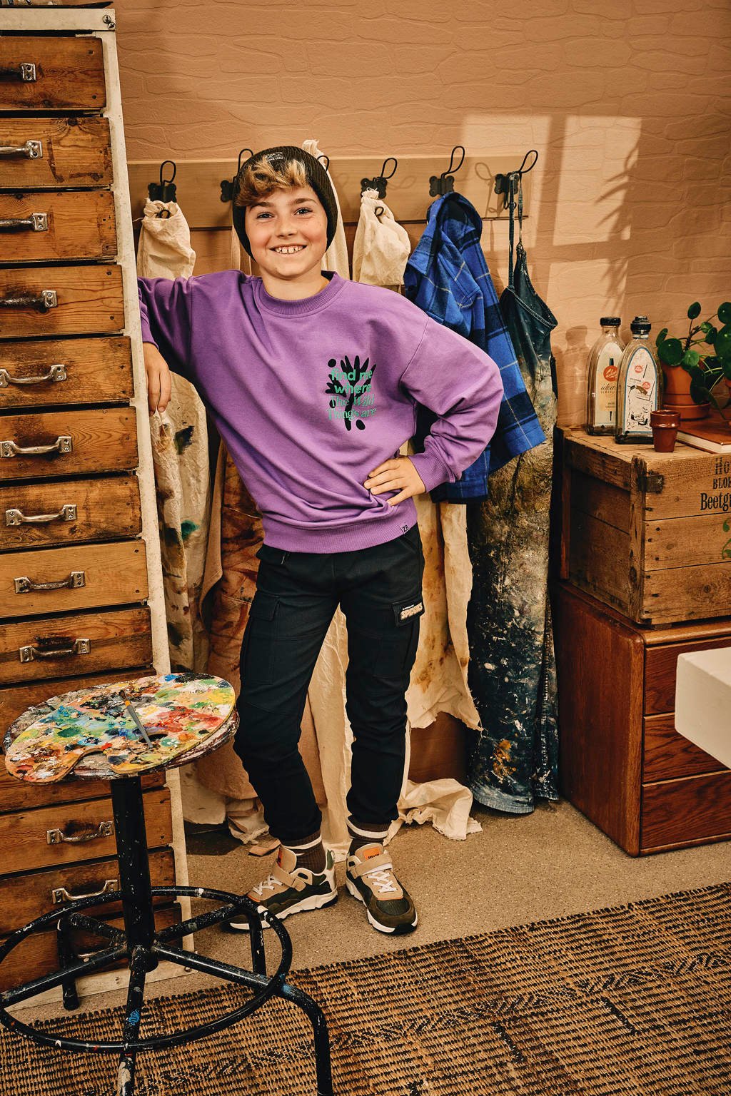 Z8 sweater Timon met backprint paars