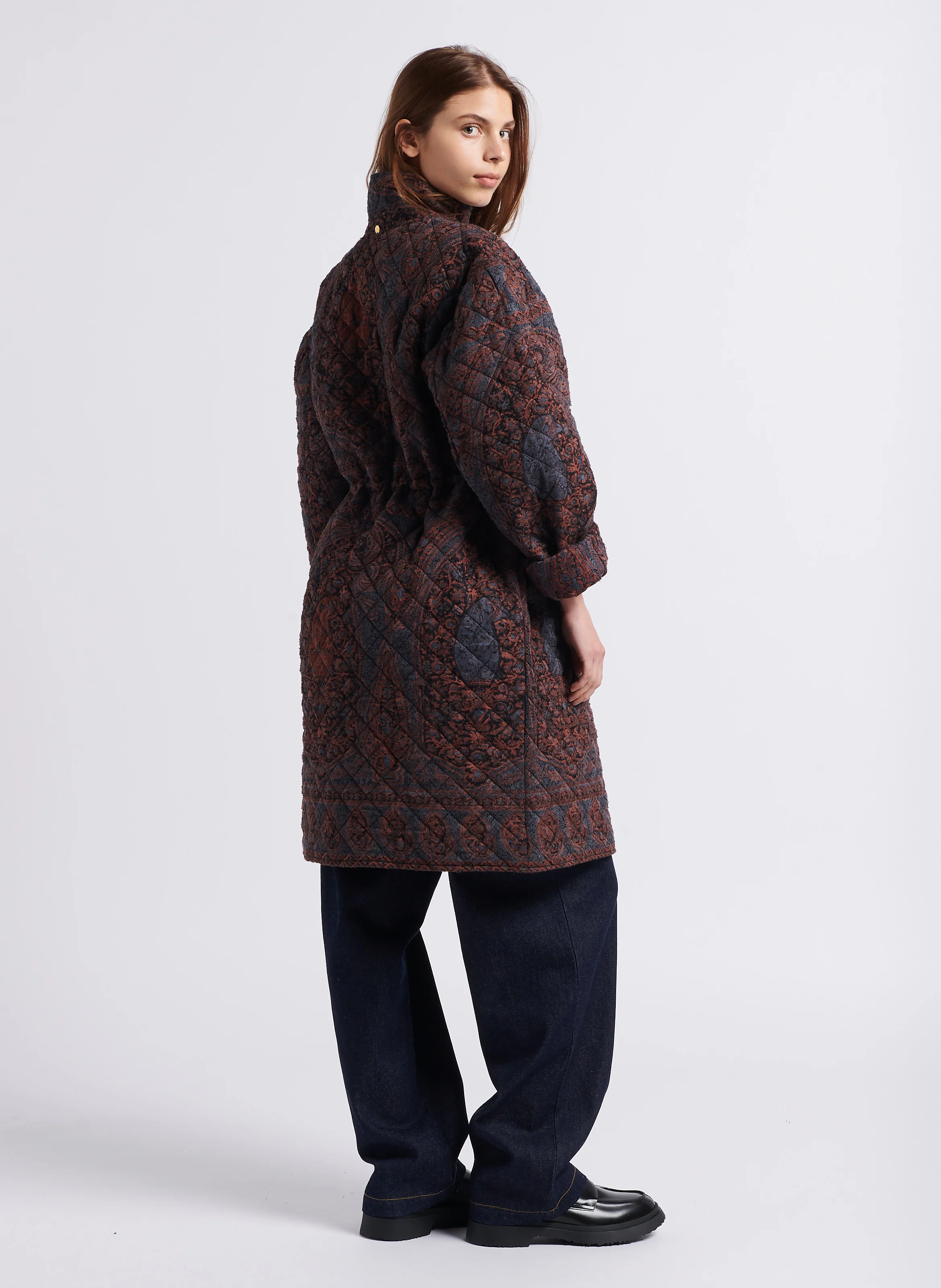 TAJARO - Manteau col montant matelassé en coton | Noir