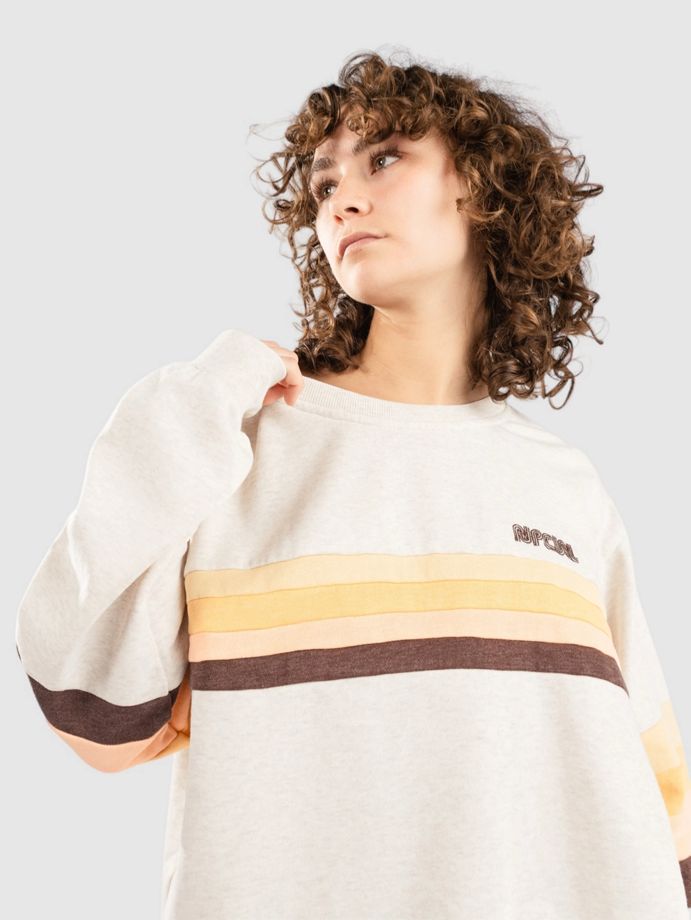 Rip Curl Surf Revival Pannelled Crew Sweater oatmeal marle