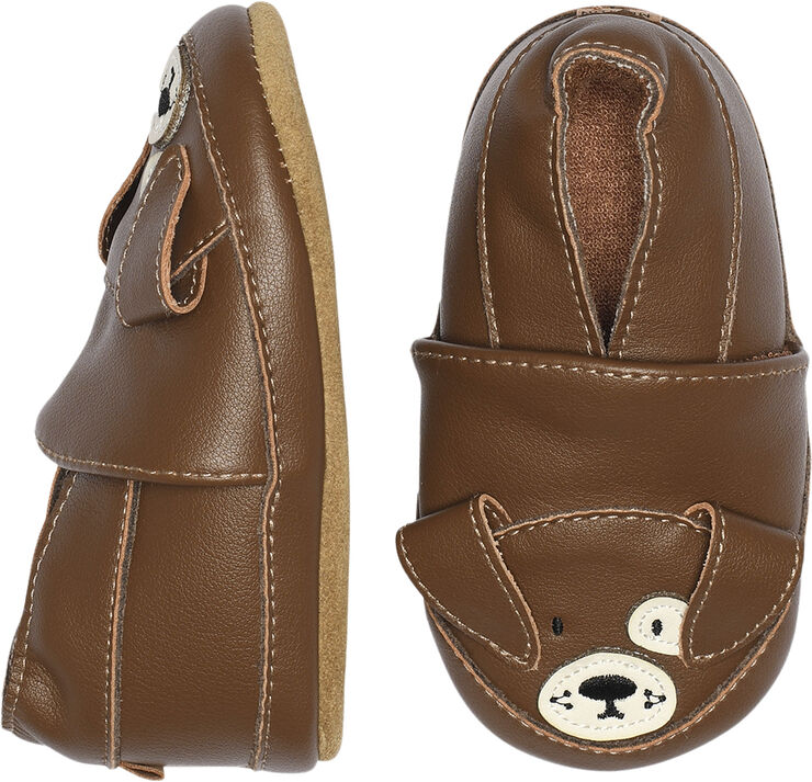 Melton Dog leather slippers Cocoa brown