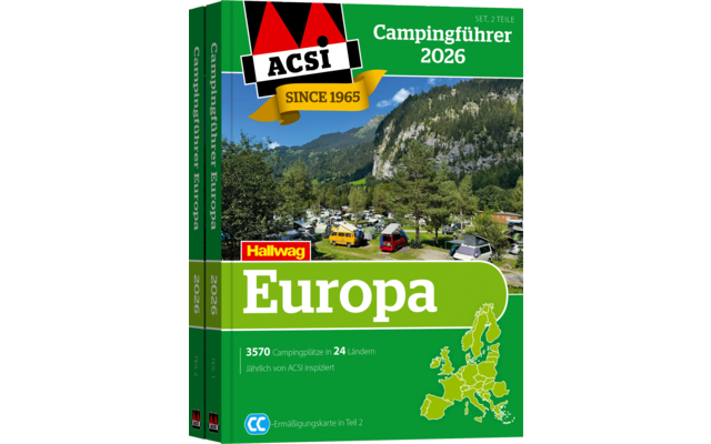 ACSI Campingführer Europa 2026 mit CampingCard Ermäßigungskarte