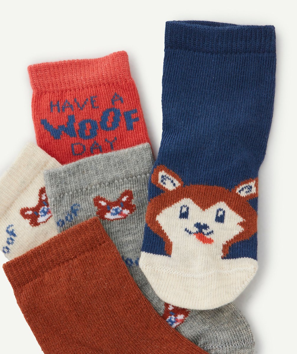 LOT DE 5 CHAUSSETTES BÉBÉ GARÇON THÈME CHIEN