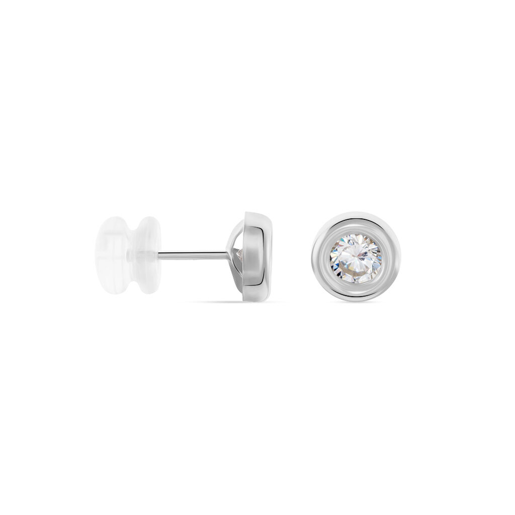 Boucles D'oreilles Puces Eden Serti Pneu Or Blanc Oxyde De Zirconium