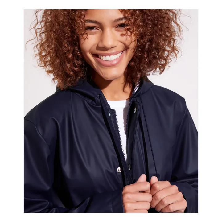 Petit Bateau Ciré Capuche - Collection Femme  | Bleu
