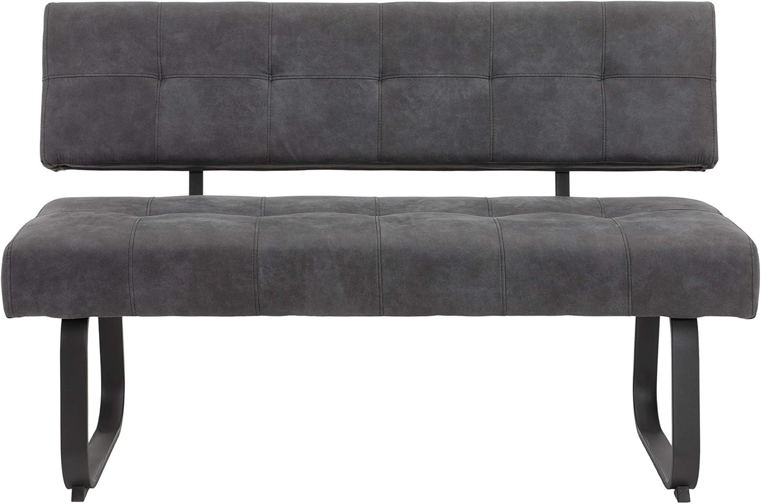 Hela Tische, Sitzbank mit Rückenlehne Luise, Mikrofaser Anthrazit, Metal-Kufengestell Anthrazit, Komfortsitz Federkorb 140x64x90cm