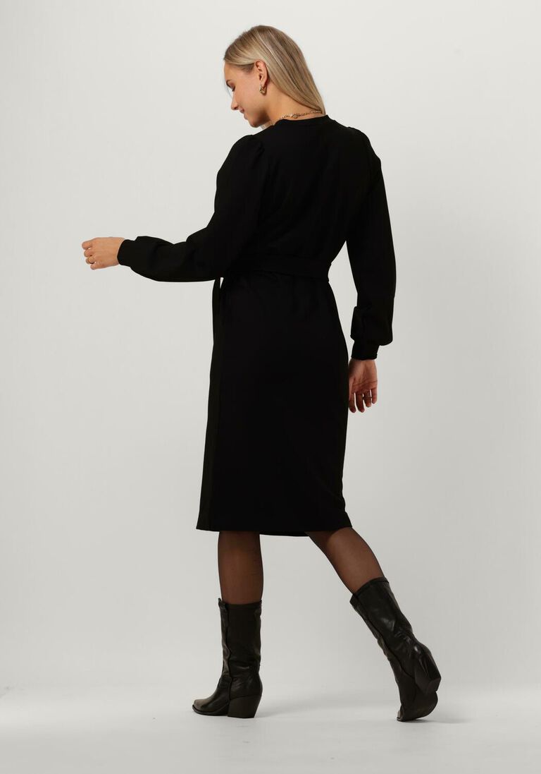JANSEN AMSTERDAM zwarte jansen amsterdam midi jurk hv595 dress straight with belt