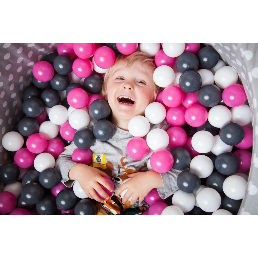 knorr toys® Bällebad soft - Grey white dots - 300 balls cremegreyrose grau