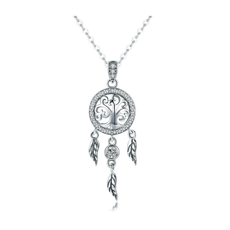 Pendentif Attrape Reves orné de Cristal de Swarovski Blanc et Argent 925