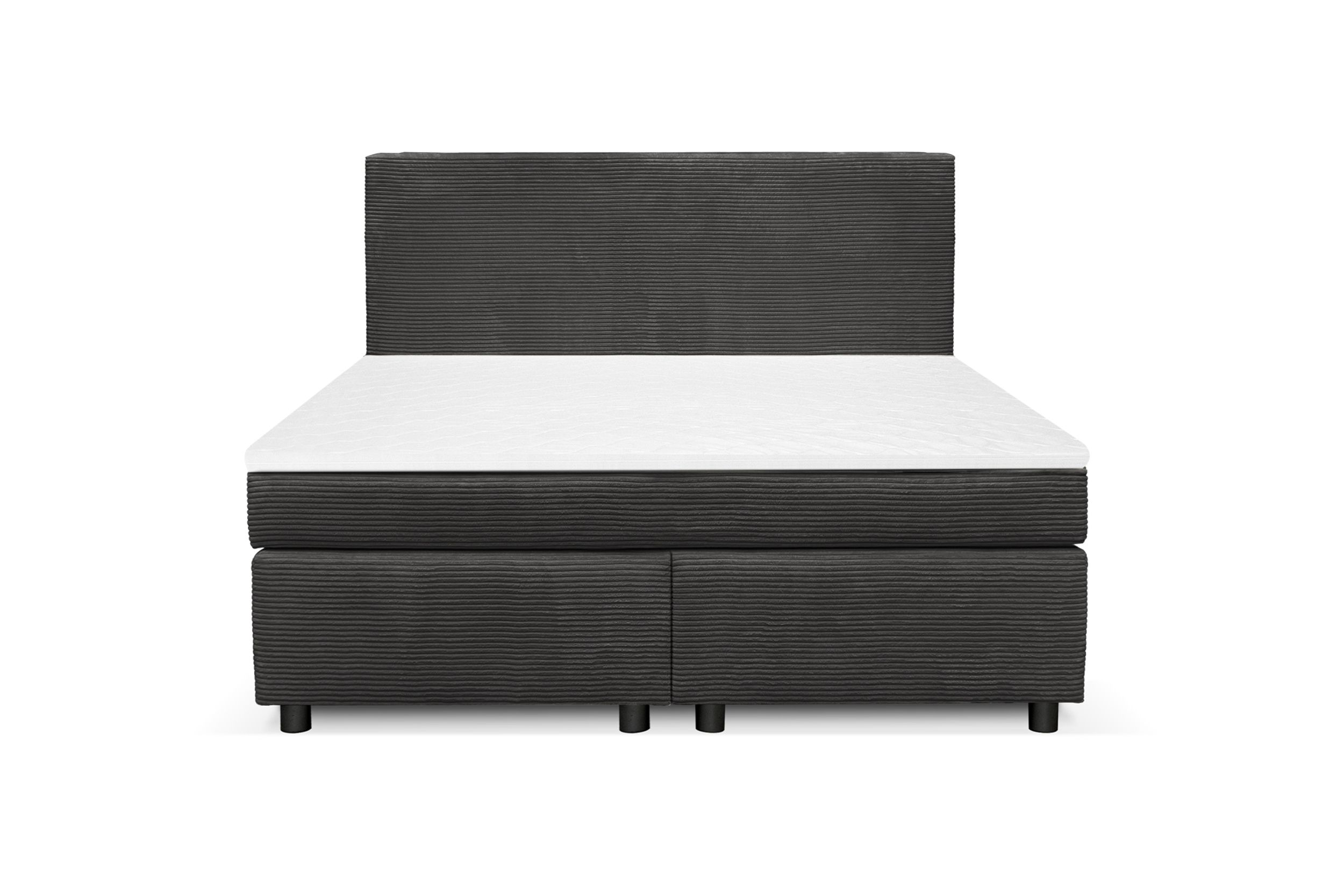 Boxspringbett Paxos Cordstoff Graphite 140x200 Hotelbett Bonellfederkern Bett