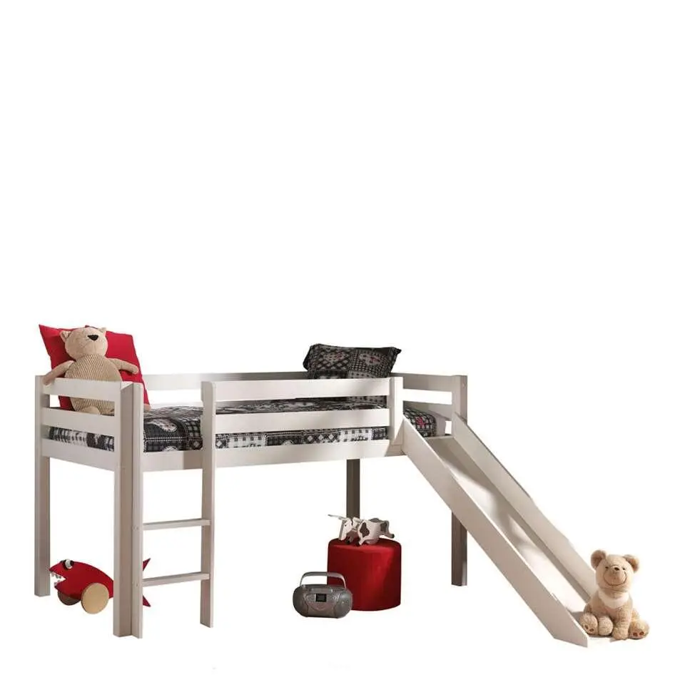 Vipack halfhoogslaper Pino met glijbaan - wit - 90x200 cm