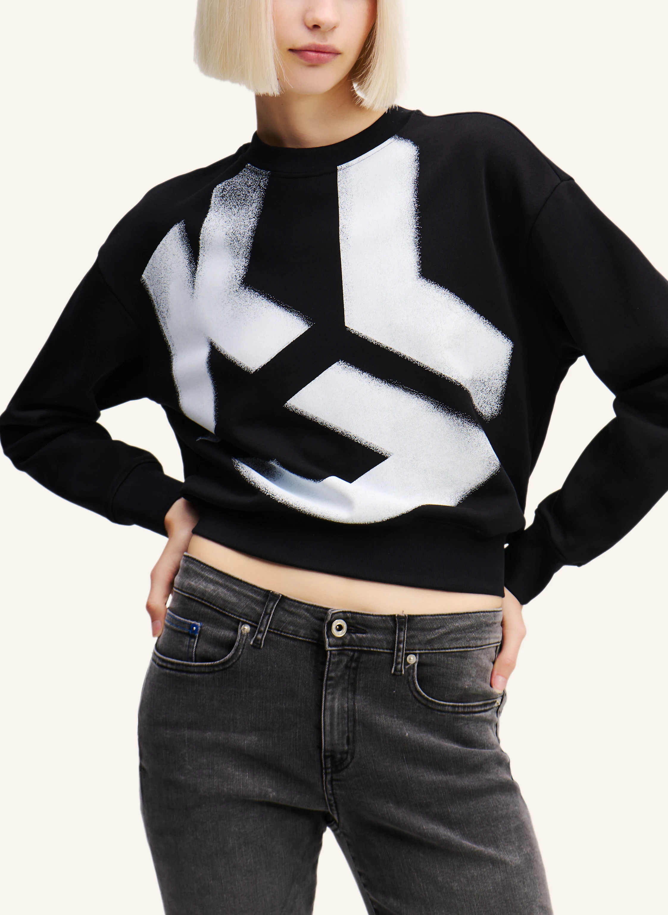 KARL LAGERFELD JEANS KLJ MONOGRAM GEBLEICHTES SWEATSHIRT