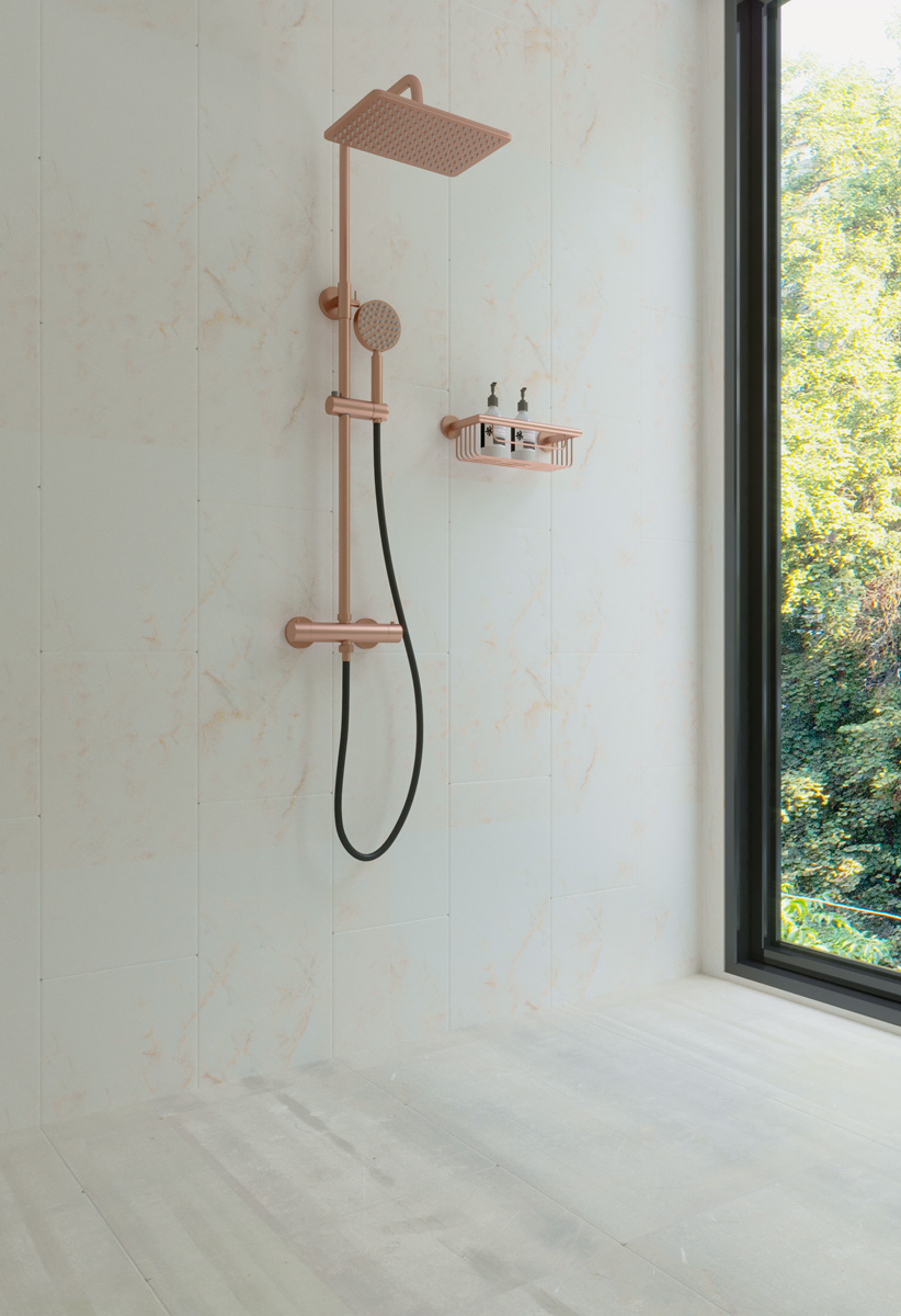 Saniclear Vision Pro opbouw regendouche met 20x30cm hoofddouche geborsteld koper