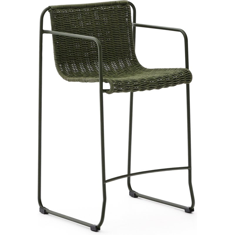 Tabouret Maurina en acier galvanisé vert et corde verte 64,5 cm