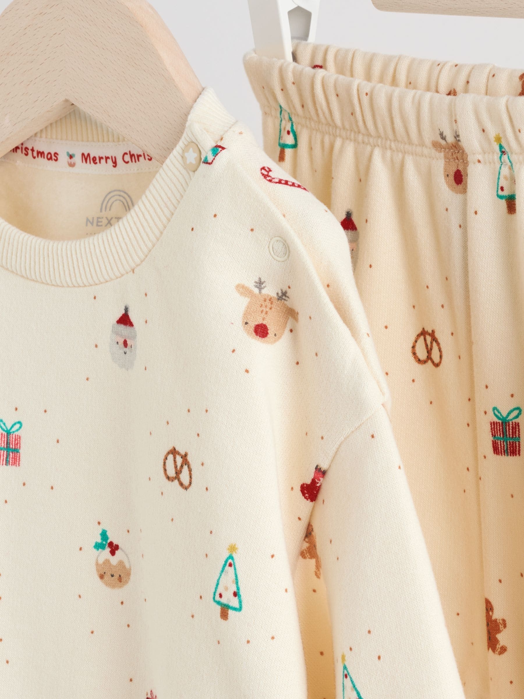 Crème - Kerstmis Sweat en Joggingbroek Baby Set (0mnd-2jr)