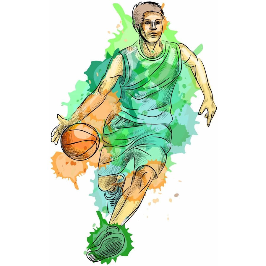 Nikima Wandtattoo 189 Basketball Spieler grün in 3 vers. Größen grün
