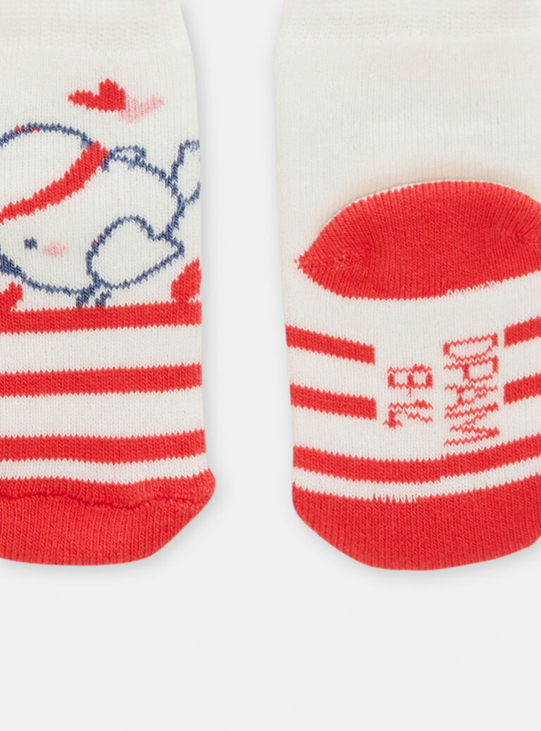Chaussettes à rayures rouges motif moineau