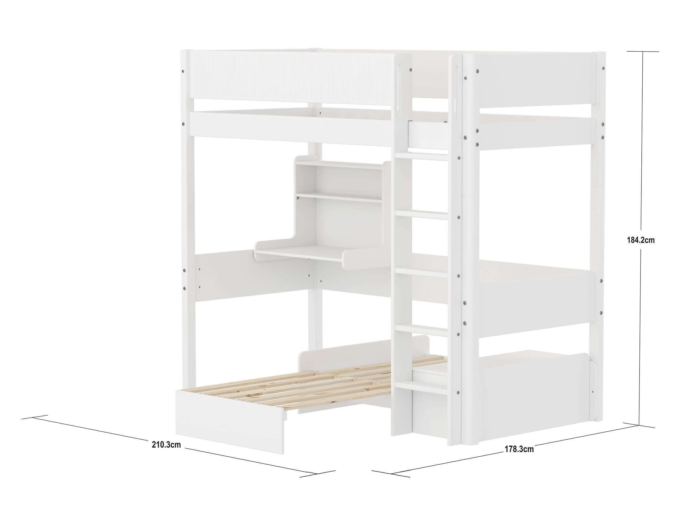 Flexa WHITE Hochbett - Weiss / B: 109.0 cm x T: 210.0 cm x H: 184.0 cm